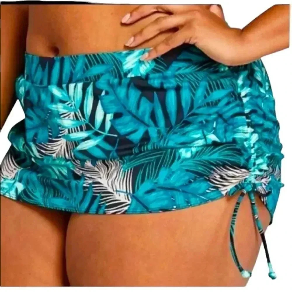 Cacique Swim Palm leaf print bottom skort size 24
